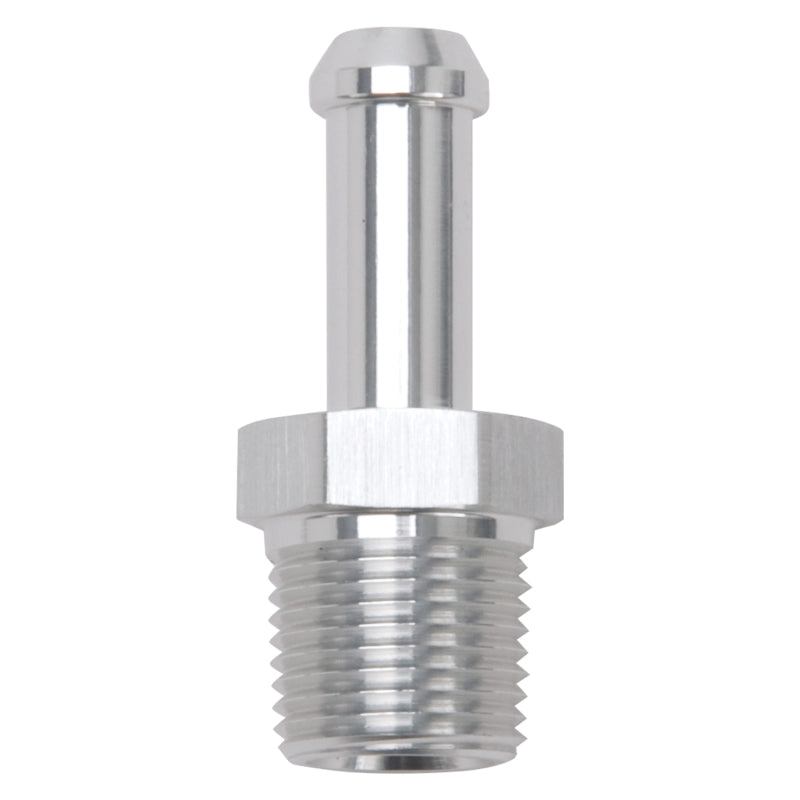 Edelbrock 8118 Hose End Straight 3/8In NPT to 3/8In Barb Clear Anodize