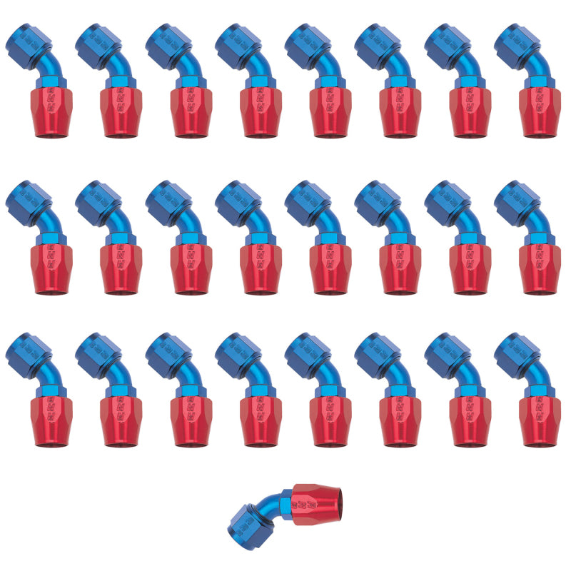Russell 610118 Performance -10 AN Red/Blue 45 Degree Full Flow Hose End (25 pcs.)