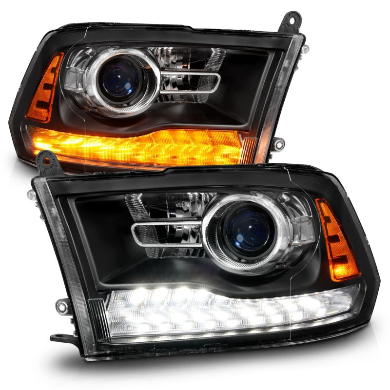 ANZO 111609 fits Dodge 09-18 Ram 1500/2500/3500 LED Plank Style Headlights Switchback + Sequential - Matte Black