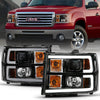 ANZO 111482 2013 Gmc Sierra 1500 Projector Headlight Plank Style Black w/ Clear Lens Amber