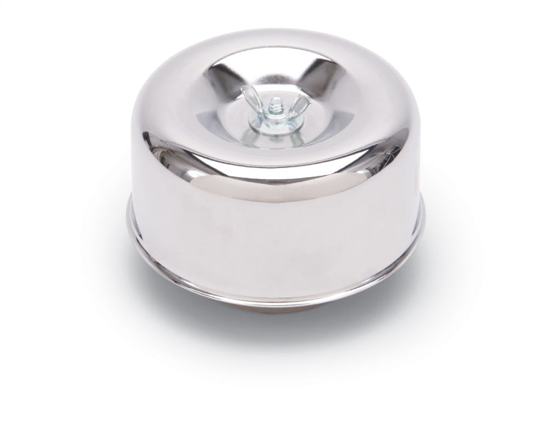 Edelbrock 1202 Air Cleaner 94 Series Round Steel Top 4 65In Dia X 3 125In 2 63In ID Raised Base Chrome