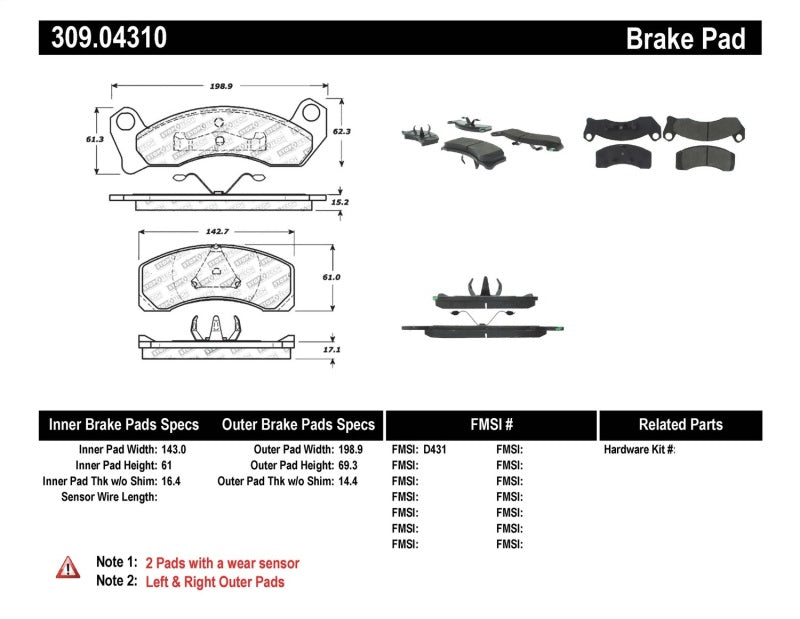Stoptech 309.0431 Performance Brake Pads