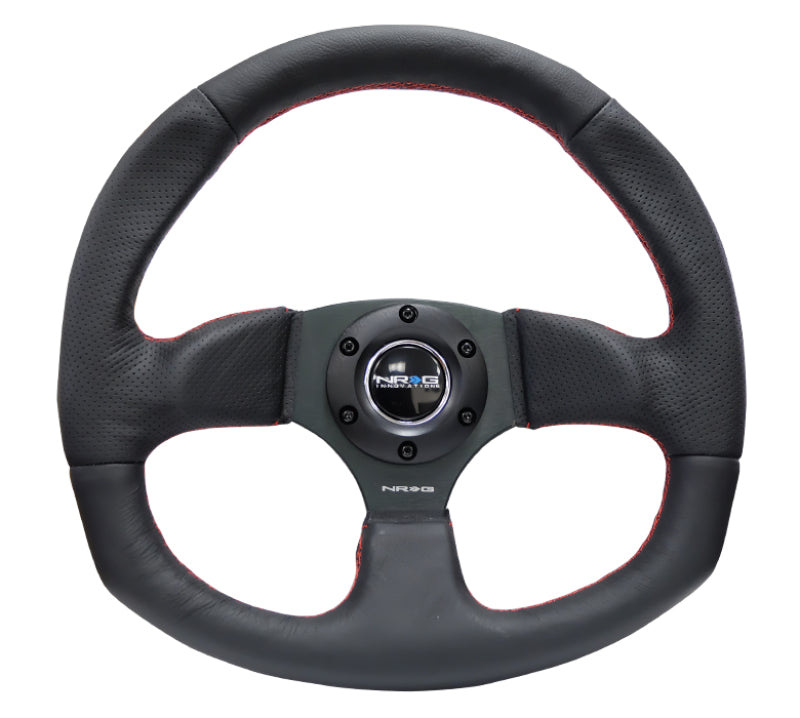 NRG RST-009R-RS RST-009R-RS Reinforced Steering Wheel Leather w/Red Stitching
