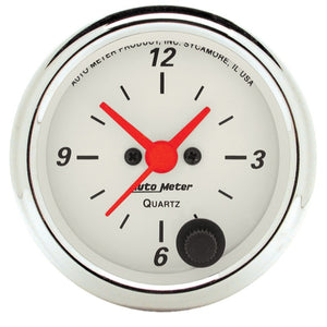 AutoMeter 1385 Autometer Arctic White 2-1/6in 12 Hour Analog Clock Gauge