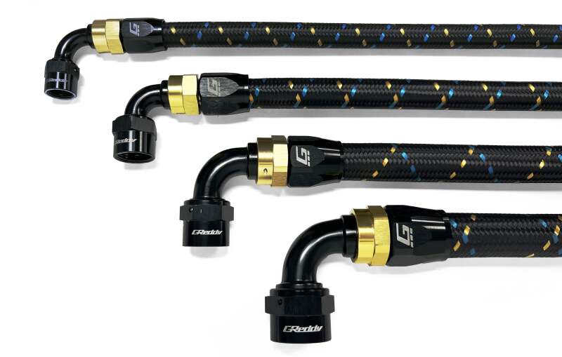 GReddy 12850600 AN06 REUSABLE HOSE NYLON BRAIDED BLACK/GOLD/BLUE (PRICE PER FOOT