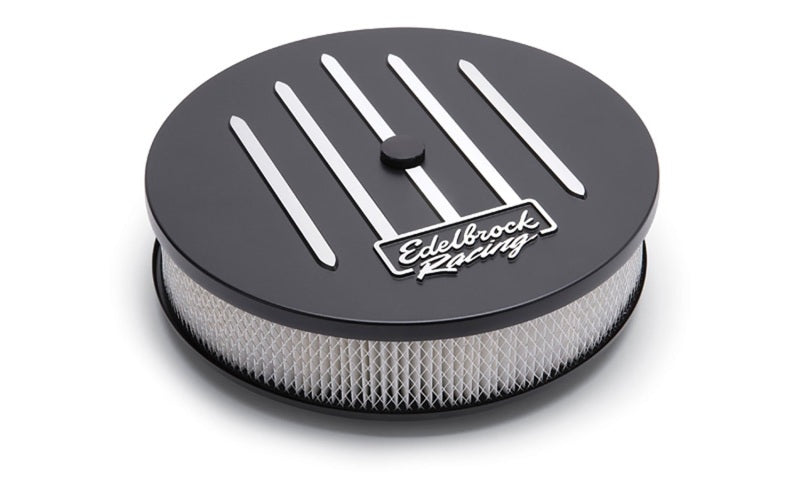 Edelbrock 41663 Air Cleaner Racing Series Round Aluminum Top Cloth Element 14In Dia X 3 125In Dropped Base