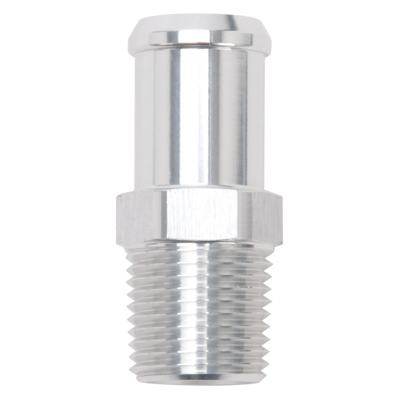 Edelbrock 8184 Hose End Straight 1/2In NPT to 3/4In Barb Clear Anodize
