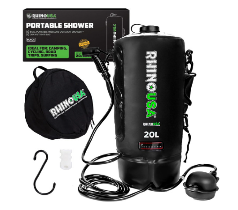 Rhino USA CA-SHPOR-BLK 5 Gallon Portable Pressurized Camp Shower - Black