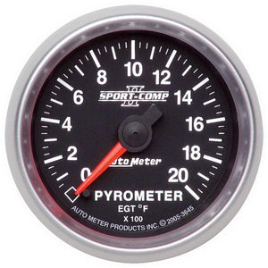 AutoMeter 3645 Autometer Sport-Comp II Full Sweep Electronic 52mm 0-2000 degree F Pyrometer Gauge
