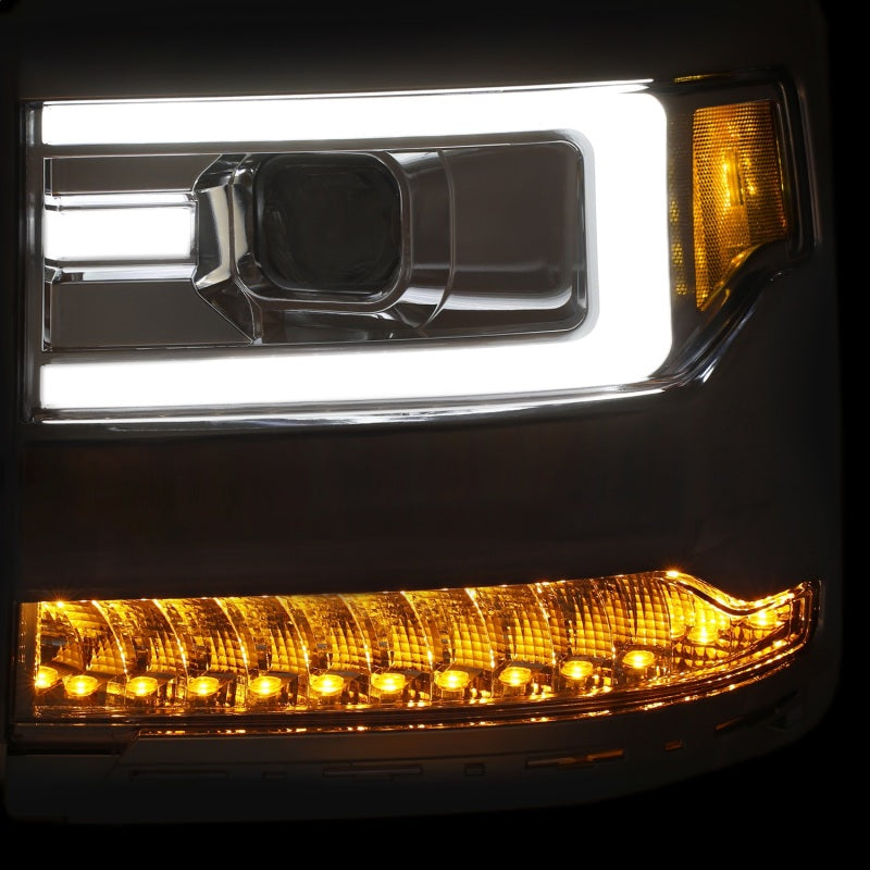 ANZO 111376 16+ fits Chevy Silverado 1500 Projector Headlights Plank Style Chrome w/Amber/Sequential Turn Signal