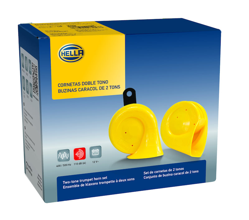 Hella 12010821 Horn Kit Bx Yellow Trumpet 12V Univ
