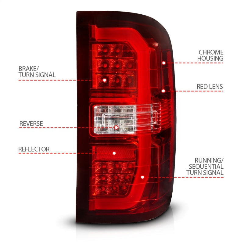 ANZO 311466 fits GMC 14-18 Sierra 1500 LED Taillights Red/Clear