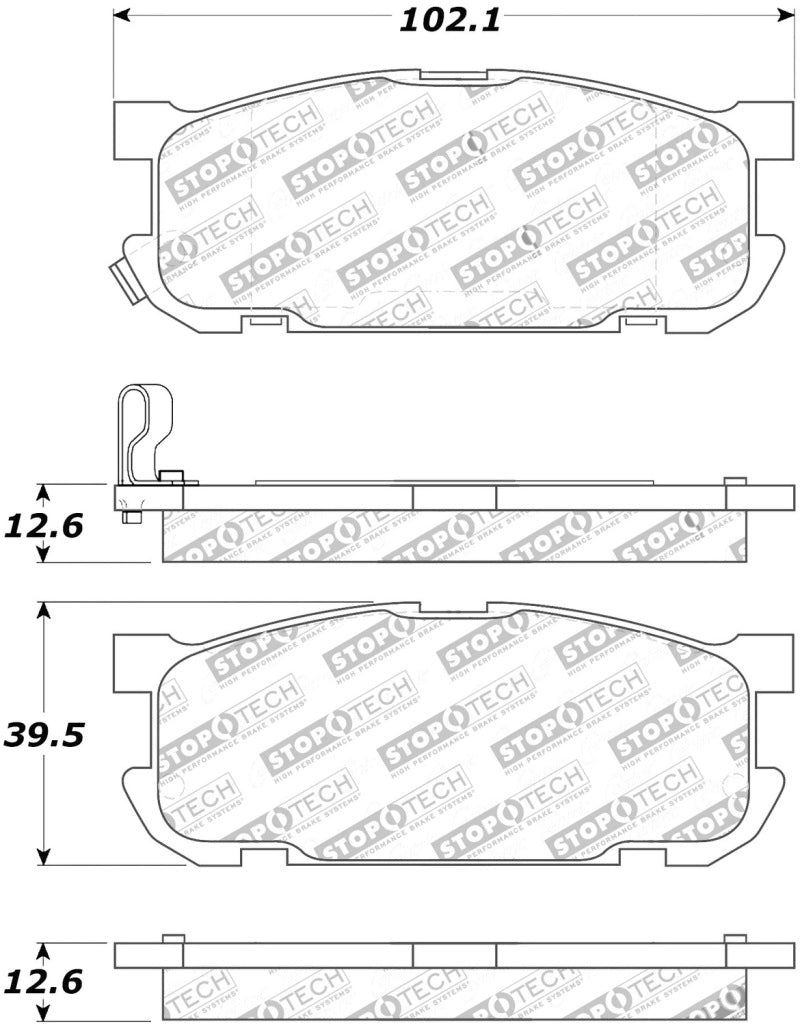 Stoptech 308.0891 Street Touring 01-05 Miata w/ Sport Suspension Rear Brake Pads D891