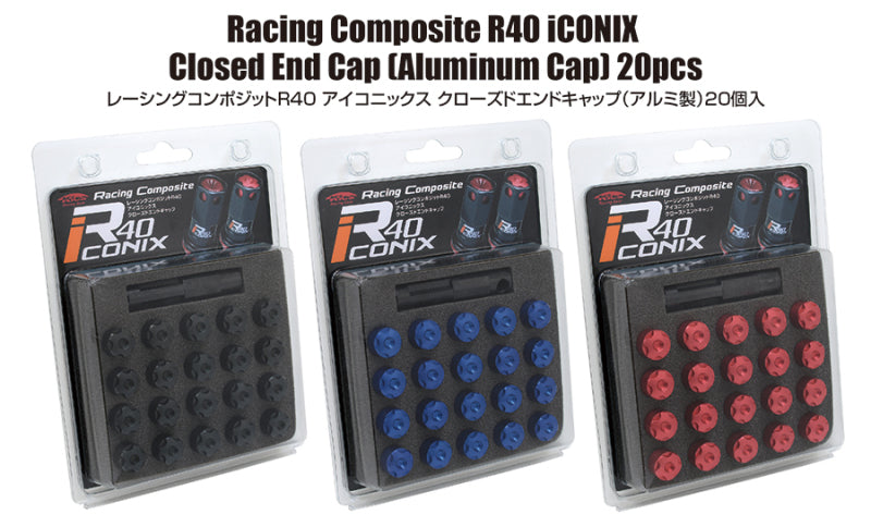 Project Kics WCIA1K 12x1.50 R40 Iconix Aluminum Cap Set - Black (20 Pcs)