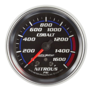 AutoMeter 7974 AutoMeter Gauge Nitrous Press 2-5/8in. 1600PSI Stepper Motor W/ Peak & Warn Cobalt