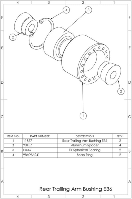 SPL Parts SPL RTAB E36 90-00 fits BMW 3 Series (E36/E46) Rear Trailing Arm Bushi