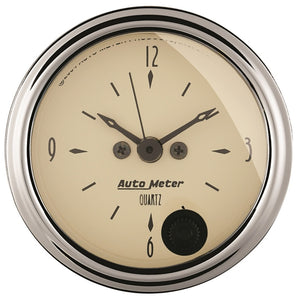 AutoMeter 1885 Autometer 2-1/16 inch 12 Hour Analog Antique Beige Clock