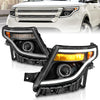 ANZO 111575 fits Ford 11-15 Explorer (w/Factory Halogen HL Only) Projector Headlights w/Light Bar Black Housing