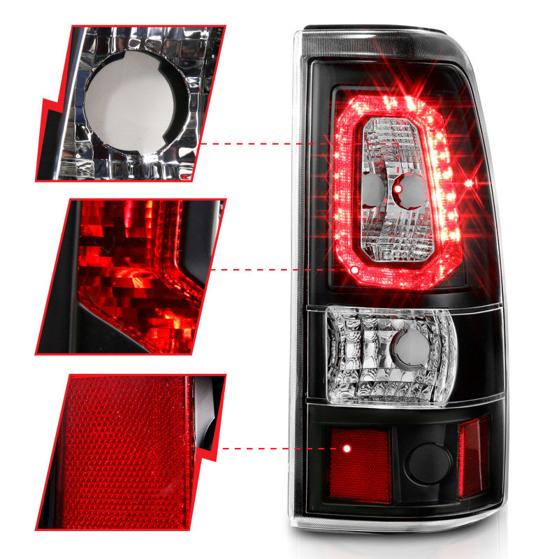 ANZO 311324 1902 fits Chevy 99-20 Silverado 1500 LED Taillights Plank Style Black w/Clear Lens