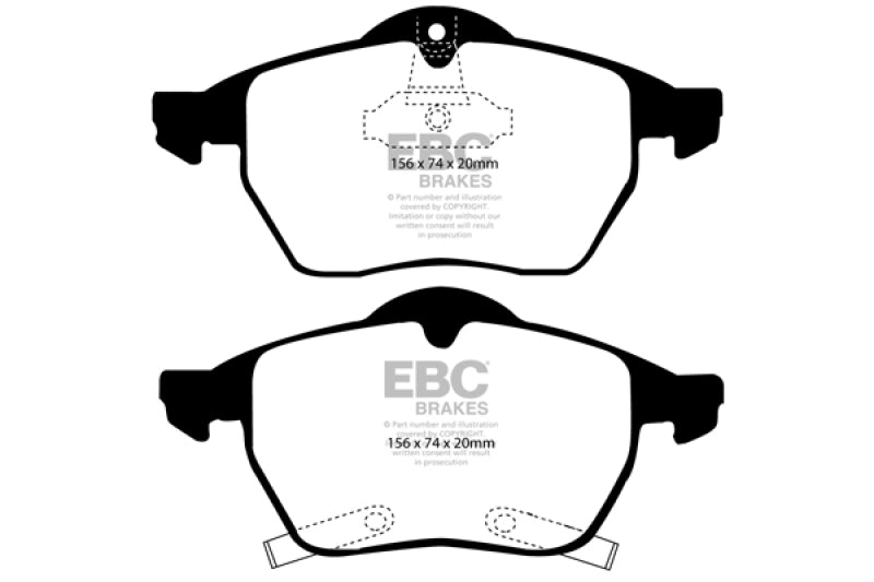 EBC DP21187 98 fits Saab 9-3 2.0 Turbo Greenstuff Front Brake Pads