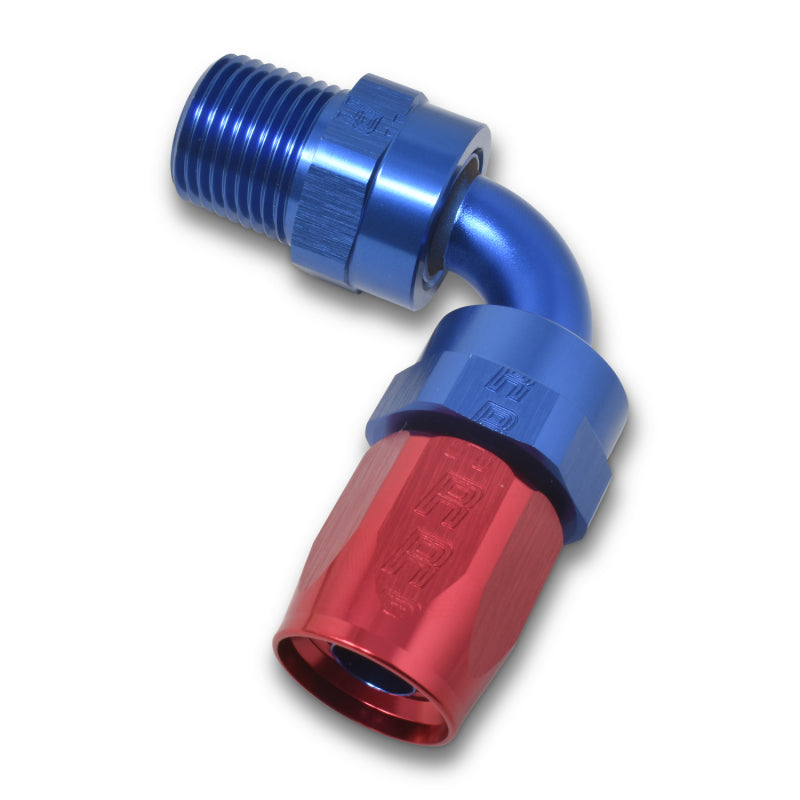Russell 612100 Performance -8 AN Red/Blue 90 Degree Full Flow Swivel Pipe Thread Hose End (With 3/8in NPT)