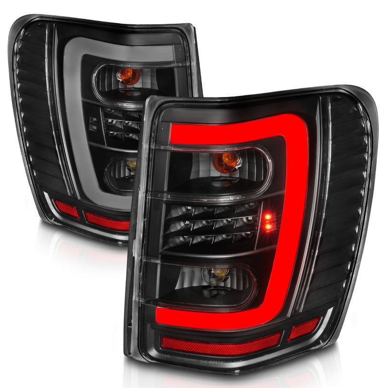 ANZO 311394 1904 fits Jeep 99-20 Grand Cherokee LED Tail Lights w/ Light Bar Black Housing Clear Lens