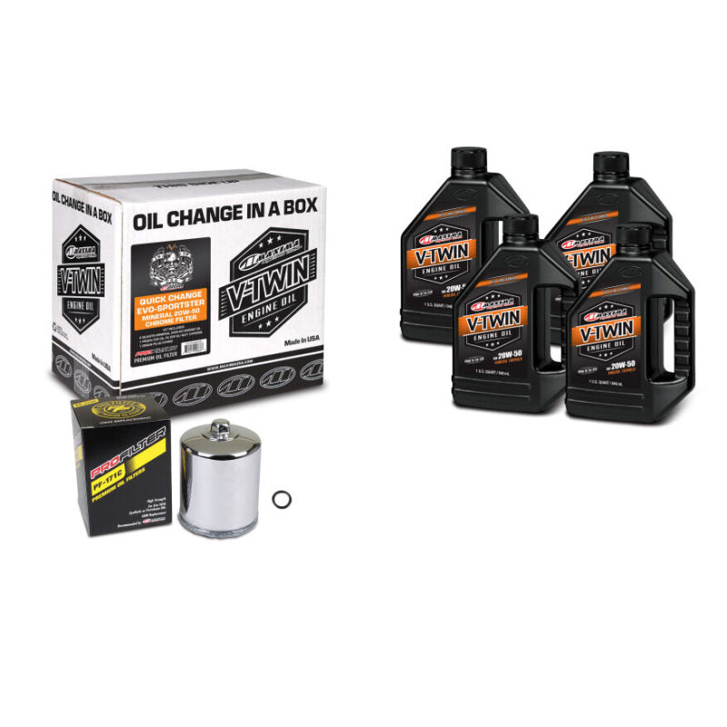 Maxima 90-069014PC V-Twin Quick Change Kit Mineral w/ Chrome Filter Evo/Sportster