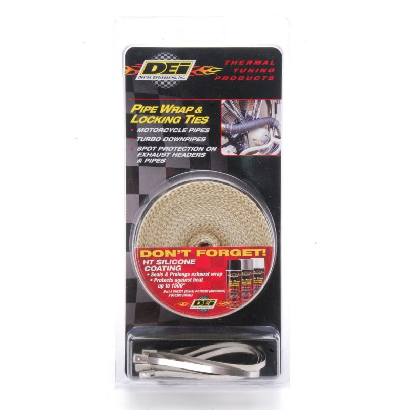 DEI  10122 Exhaust Wrap Kit - Pipe Wrap and Locking Tie - Tan