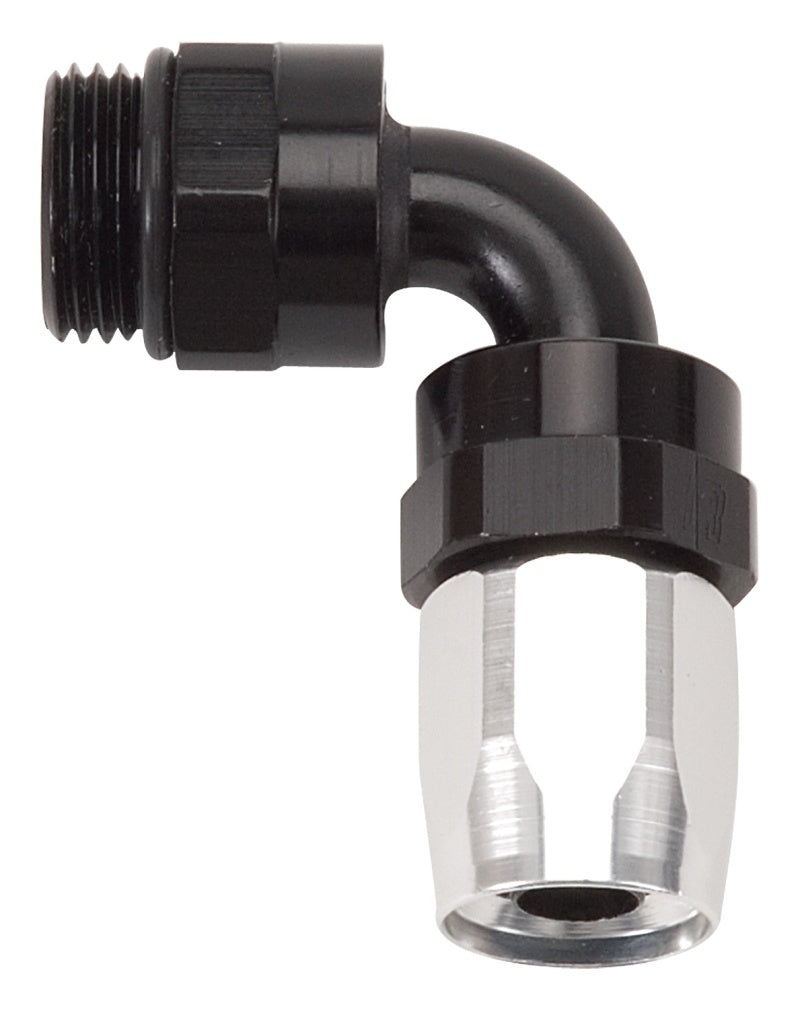 Russell 612433 Performance Swivel Hose End Assy #10 AN Male SAE Port to #8 Hose 90 Deg Clr/Blk Anodized
