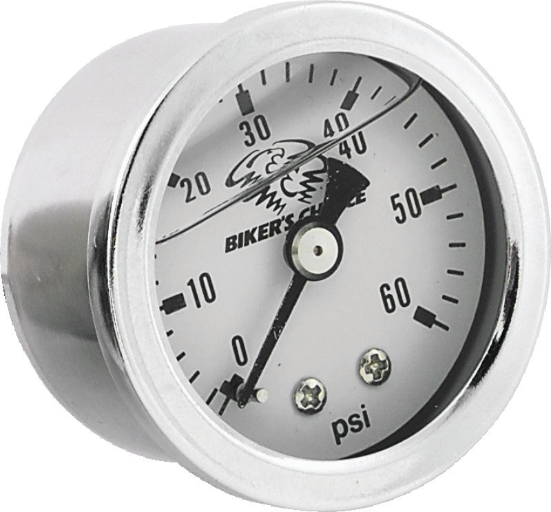 Bikers Choice 210077 White Face Liquid Filled Oil Pressure Gauge 0-60 Psi 1/8 N