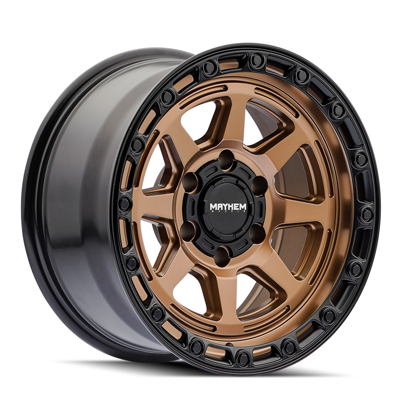 Mayhem 8306-7836BZ 8306 Ridgeline 17x8.5 / 6x135 BP / -6mm Offset / 87.1mm Hub Satin Bronze/Black Lip Wheel