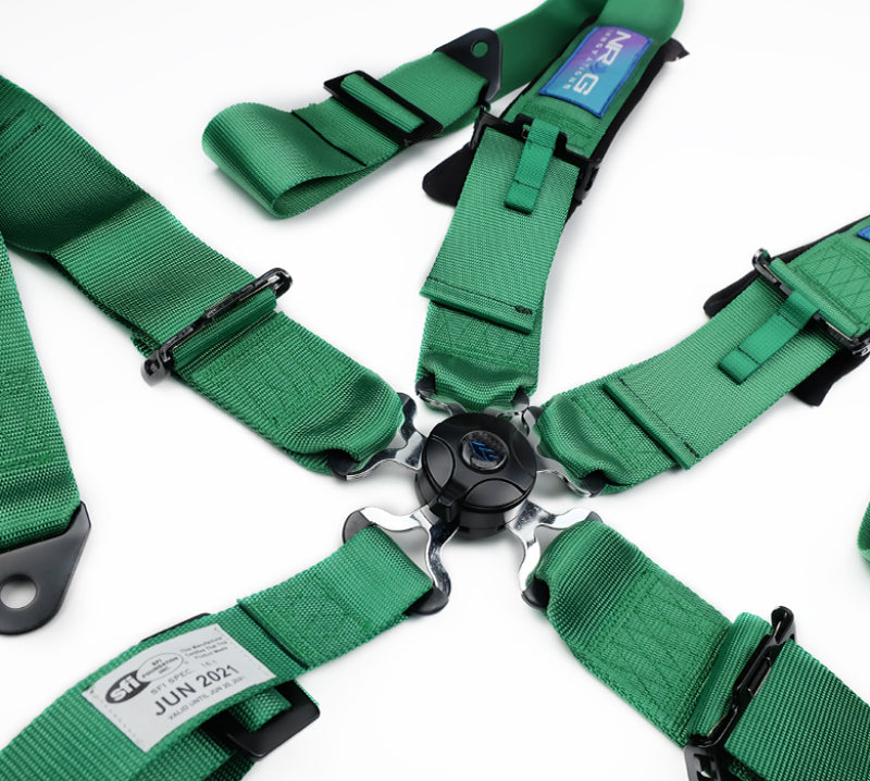 NRG SBH-B6PCGN 5PT 3in. Seat Belt Harness / Cam Lock - Green