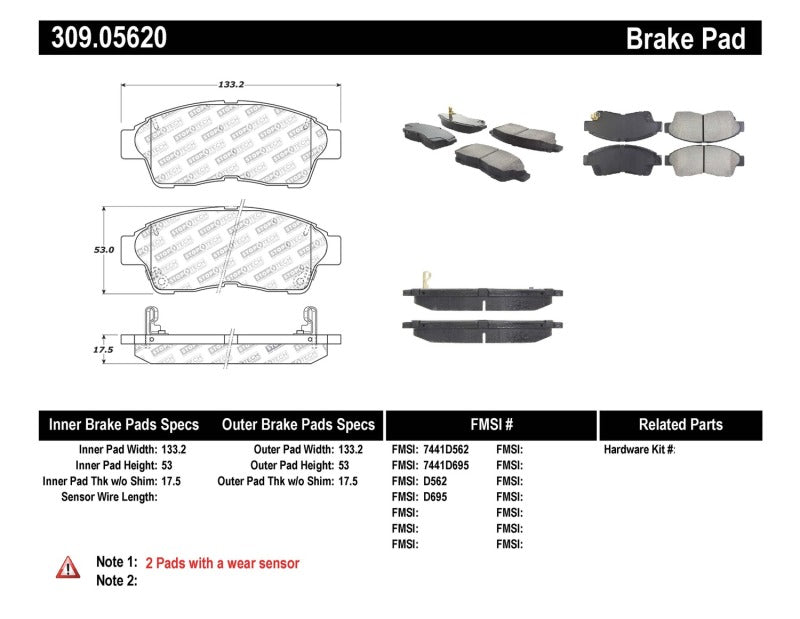 Stoptech 309.0562 Performance Brake Pads