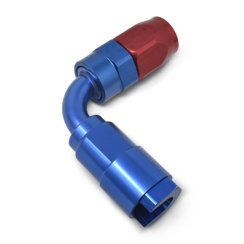 Russell 611270 Performance 5/16in SAE Quick Disc Female to -6 Hose Red/Blue 90 Degree Hose End