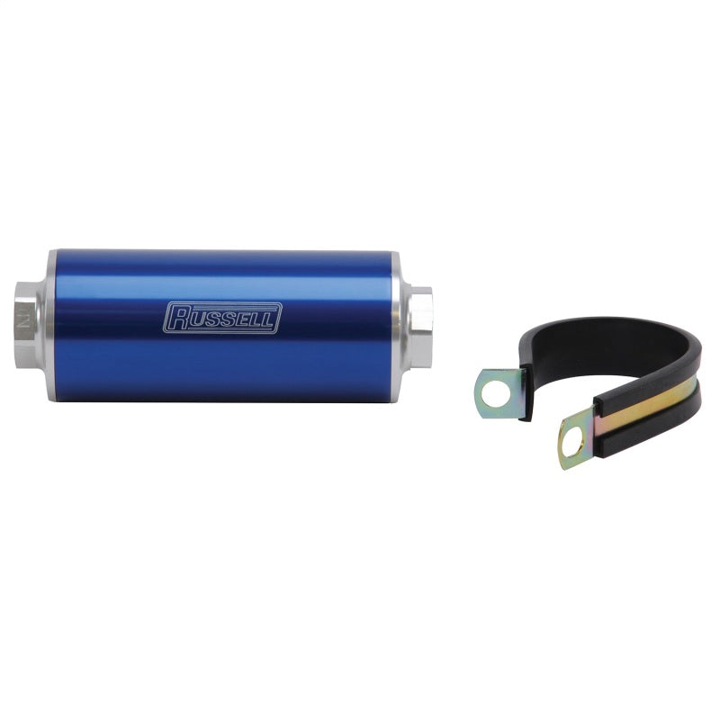 Russell 649252 Performance Profilter Fuel Filter 6in Long 10 Micron -10AN Inlet -10AN Outlet - Blue