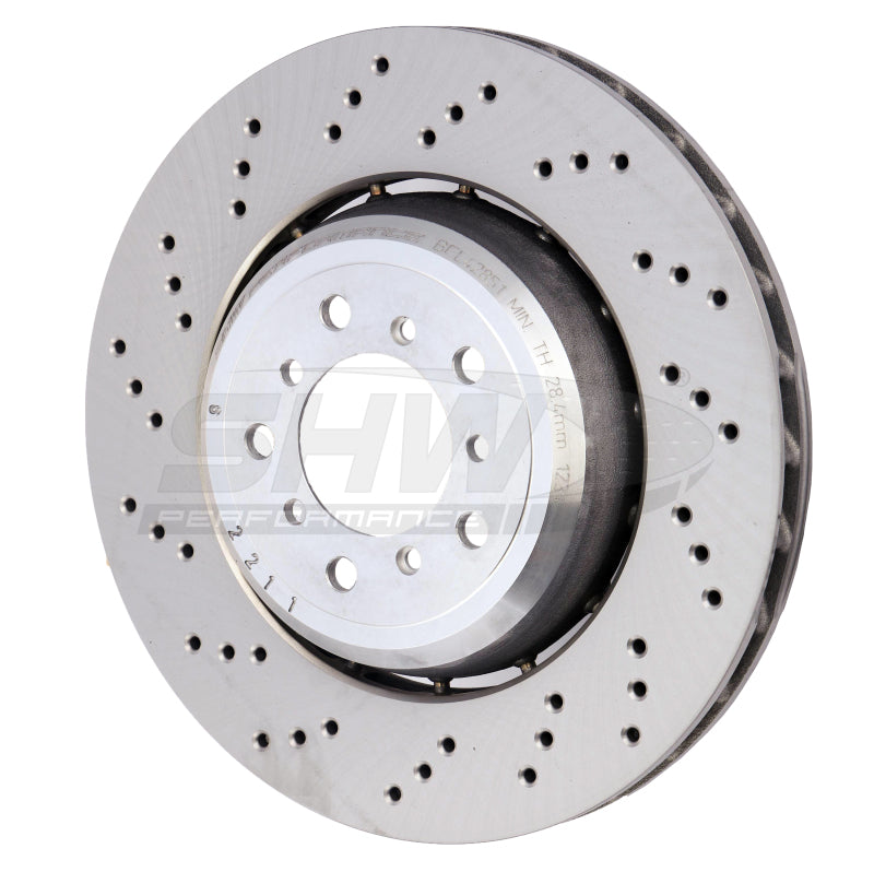 SHW Performance BFL42851 SHW 08-13 fits BMW M3 4.0L Left Front Cross-Drilled Lightweight Brake Rotor (34112283801)