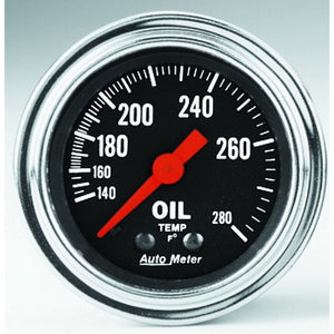 AutoMeter 2441 Autometer Traditional Chrome 2-1/16in 140-280 Deg F Mechanical Oil Temp Gauge