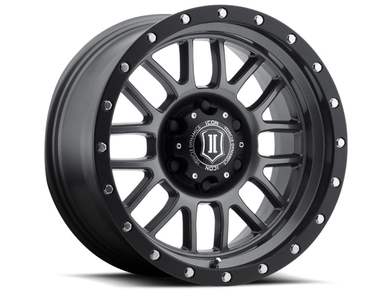 ICON 1217856350GM Alpha 17x8.5 6x135 6mm Offset 5in BS 87.1mm Bore Gun Metal Wheel