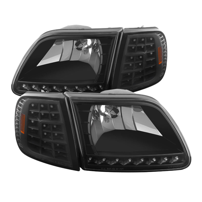 5014184 Xtune fits Ford 97-03 F150 Crystal Headlights w/ Clear LED Corners Bla