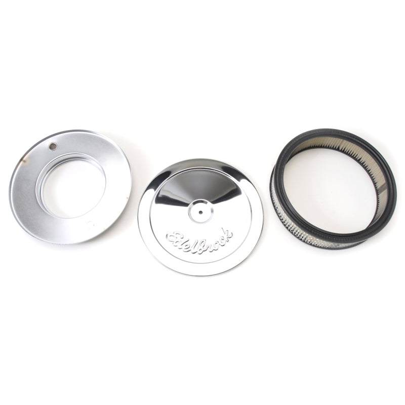Edelbrock 1208 Air Cleaner Pro-Flo Series Round Steel Top Paper Element 10In Dia X 3 5In Chrome