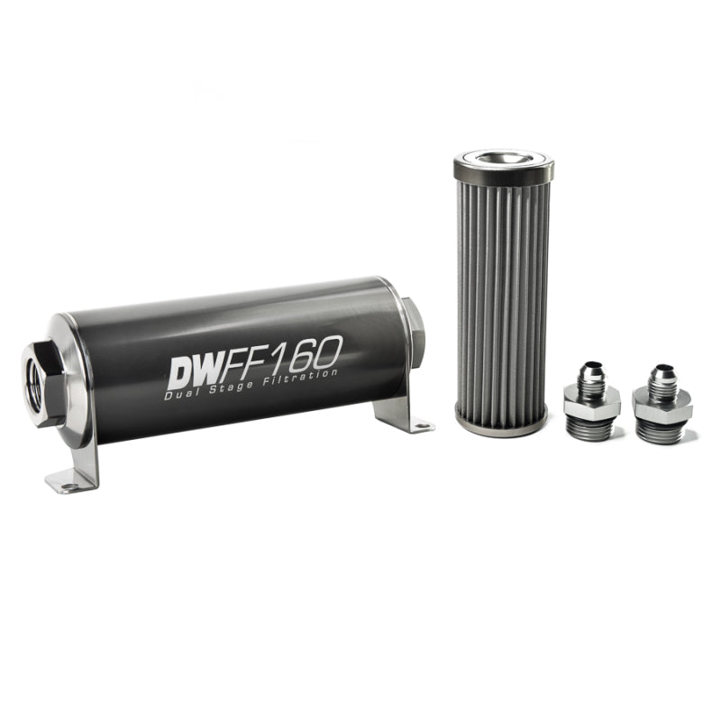 DeatschWerks 8-03-160-040K-6 Stainless Steel 6AN 40 Micron Universal Inline Fuel Filter Housing Kit (160mm)