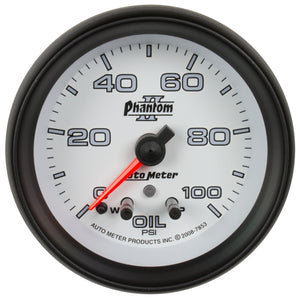 AutoMeter 7853 Autometer Phantom II 2-5/8in 100 PSI Stepper Motor Oil Pressure Gauge