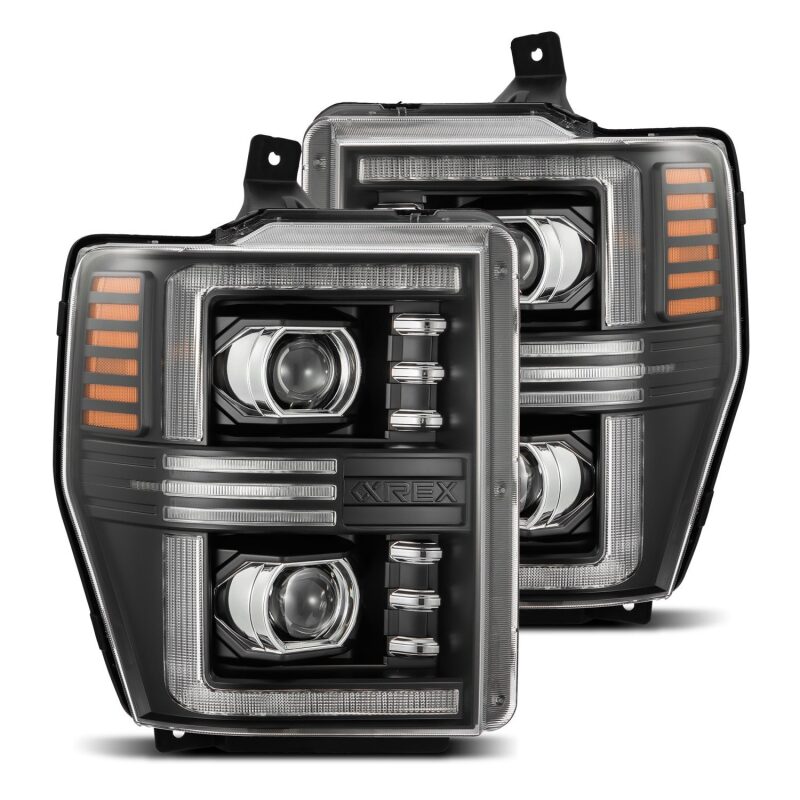 AlphaRex 880308 08-10 fits Ford F250-550 PRO-Series Projector headlights Blac