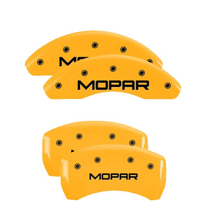 MGP 12199SMOPYL 4 Caliper Covers Engraved Front & Rear MOPAR Yellow finish black
