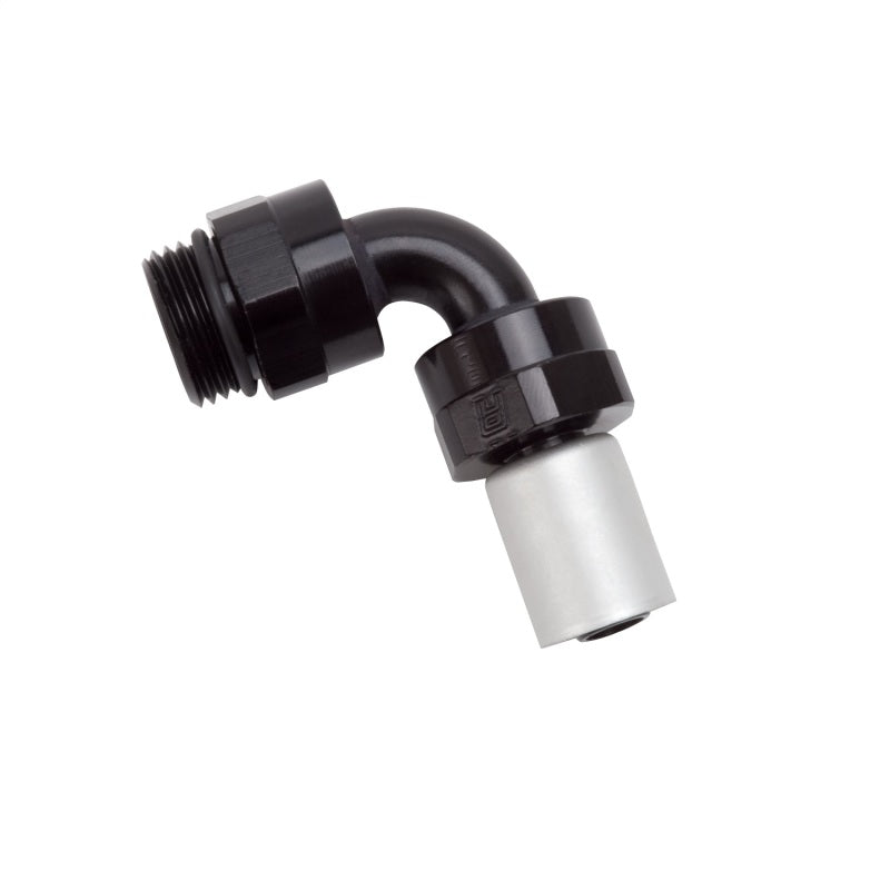 Russell 610840 Performance -8 SAE Port Male to -8 AN Hose 90 Degree Crimp On Hose End - Blk Anodized