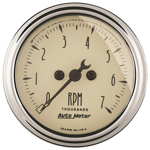 AutoMeter 1897 Autometer 2-1/16in Antique Beige In-Dash 7K RPM Tachometer Gauge