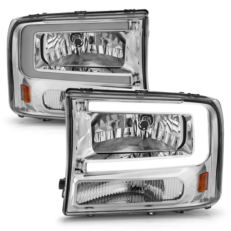 ANZO 111550 fits Ford 99-04 F250/F350/F450/Excursion (excl. 99) Crystal Headlights - w/ Light Bar Chrome Housing