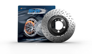SHW Performance PFL41787 SHW 20-21 fits Porsche 718 Cayman GT4 4.0L Left Front Drill-Dimp Lightweight Brake Rotor (98135140581)