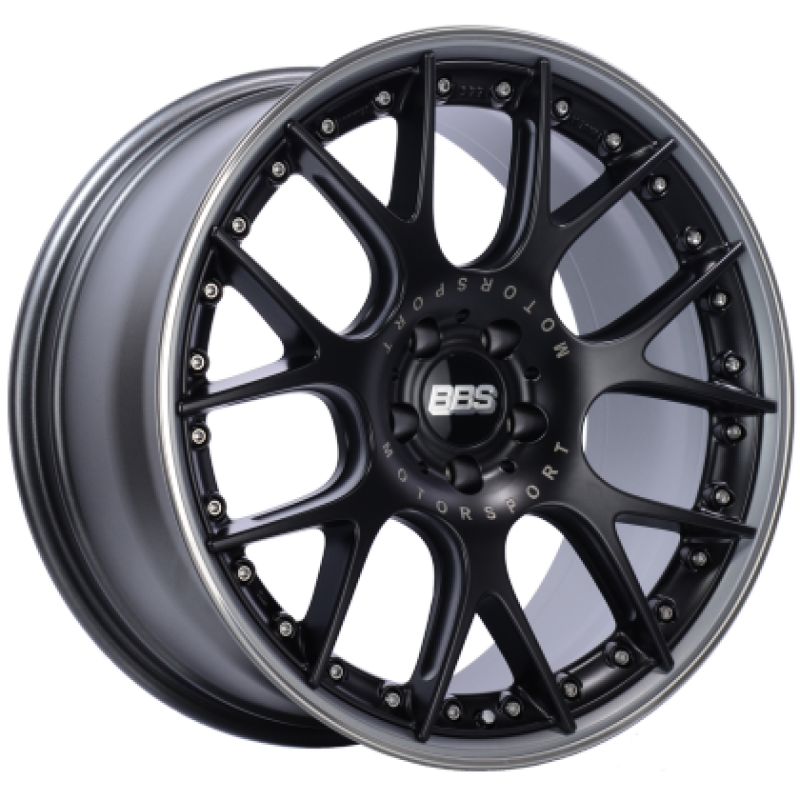 BBS CH7400BPPO CH-RII 22x10.5 5x112 ET48 Satin Black w/Polished SS Lip Wheel - 82mm PFS/Clip Req.