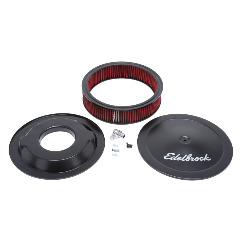 Edelbrock 1225 Air Cleaner Pro-Flo Series Round 14 In Diameter Cloth Element 3/8Indropped Base Black